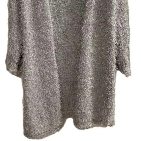 Pol Women's Fuzzy Knit Open Back Cardigan Sweater Gray Size M - Picture 5 of 16